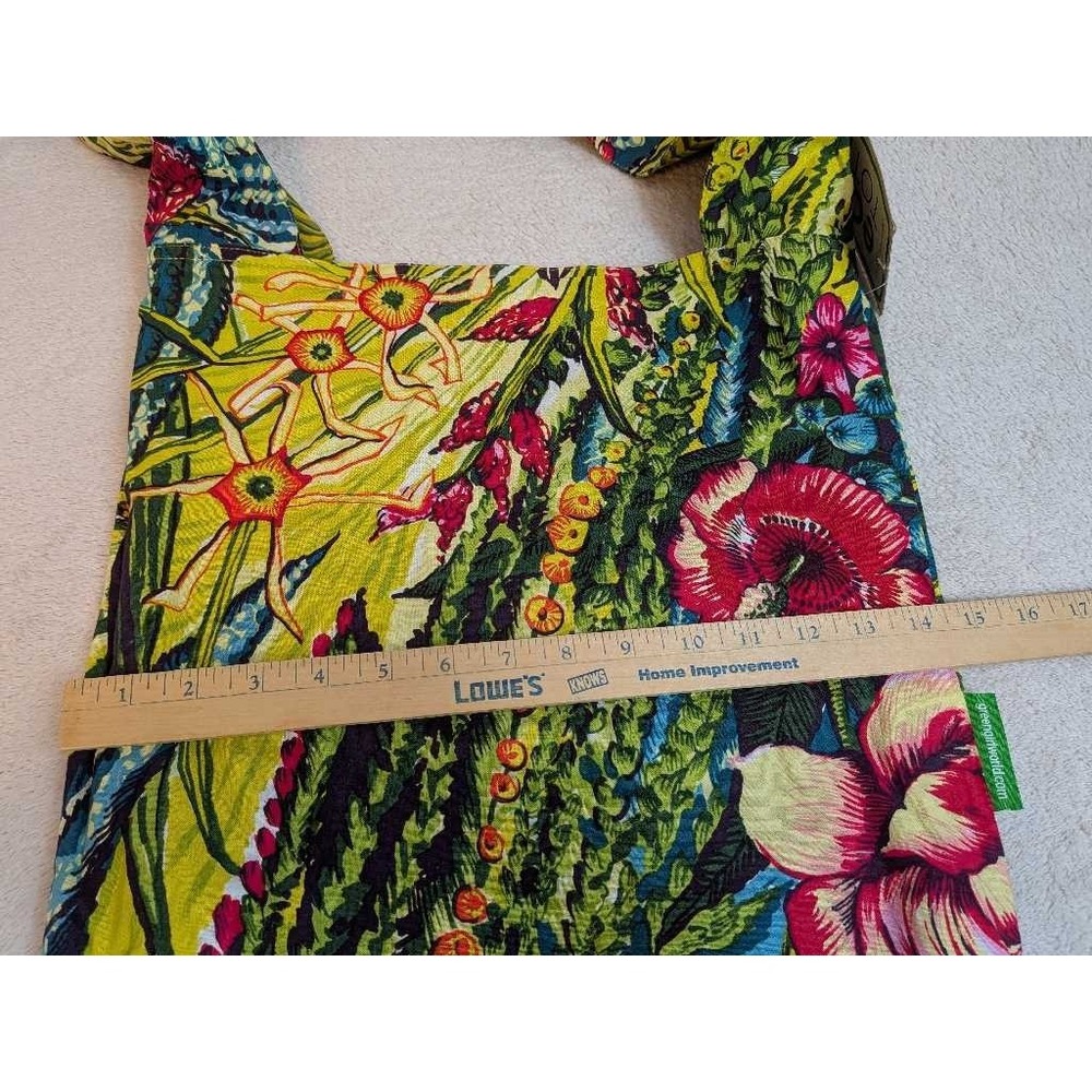 Green Girl Eco Tote Bag‎ Reusable Shopping Bag NWT Tropical Floral Print - Picture 8 of 9
